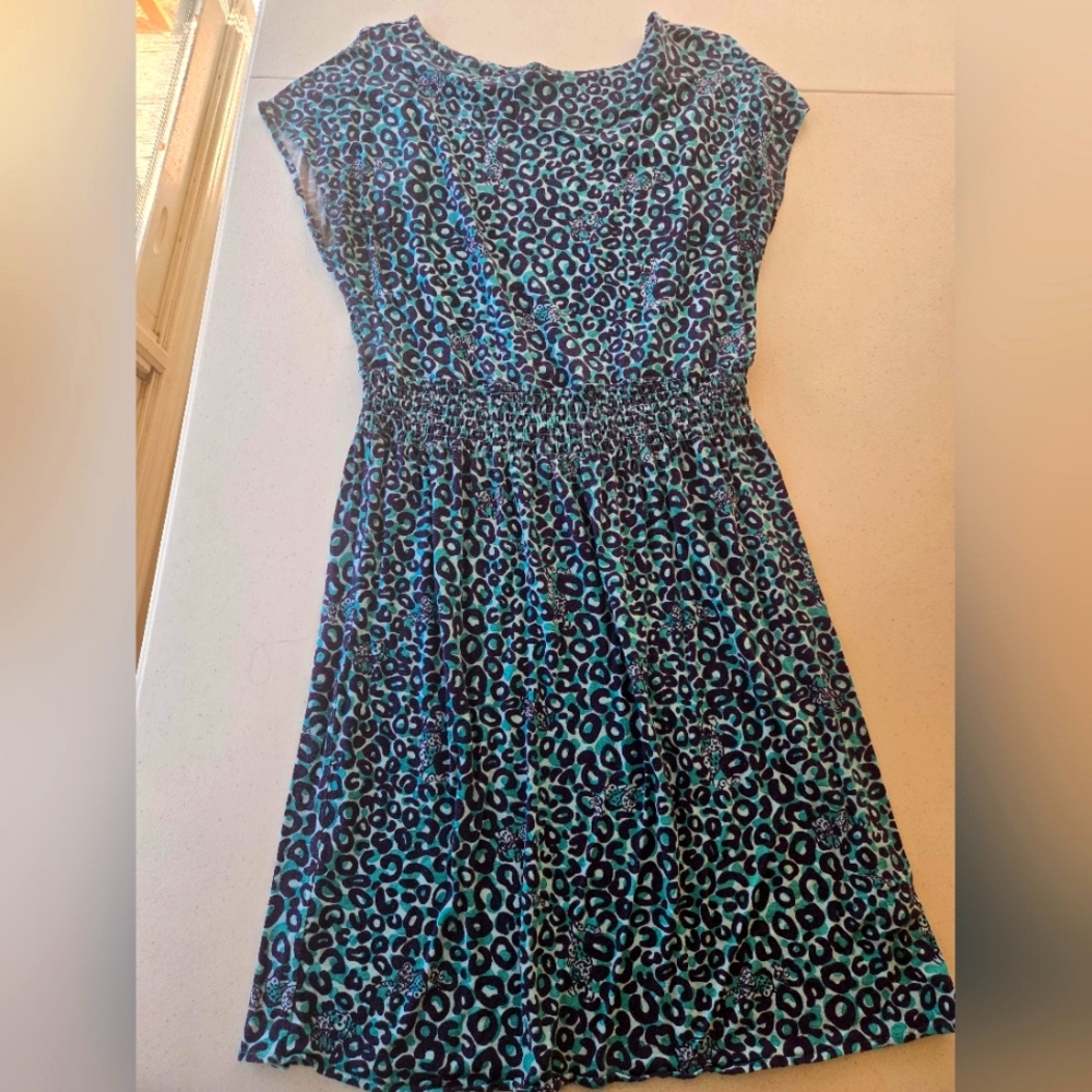 Stylish Blue Leopard Print Womens Dress